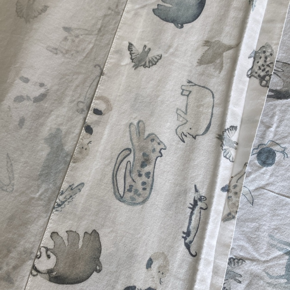 Restoration Hardware Wildlife‎ Washed Percale Top Sheet Full Ocean Grey
